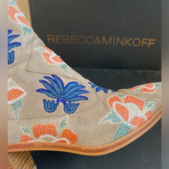 Rebecca Minkhoff Embroidered Suede Booties - Picture 4 of 6